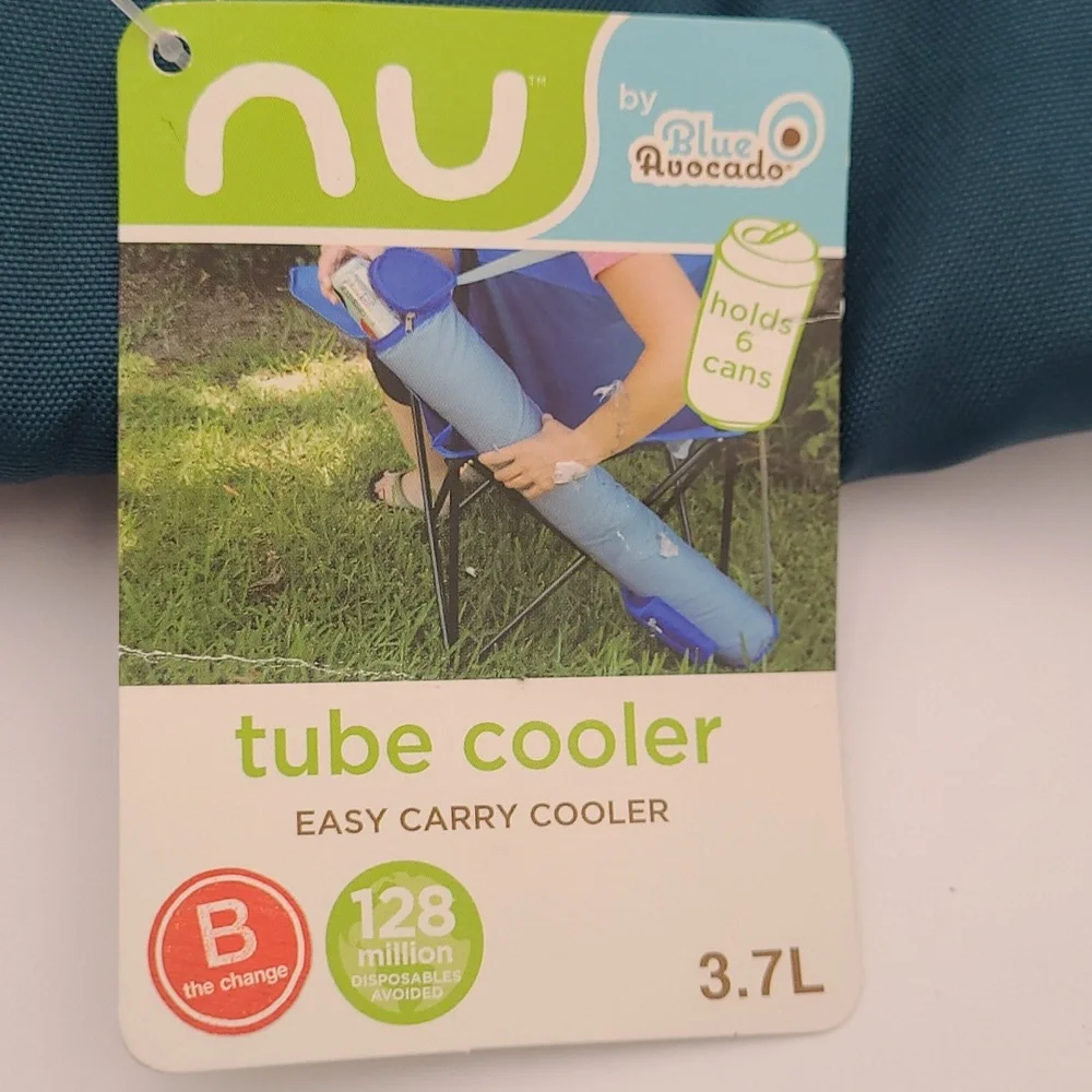 Blue Avocado nu Tube Cooler Insulated 6 Can Sling Bag Teal Orange 3.7L‎ NWT